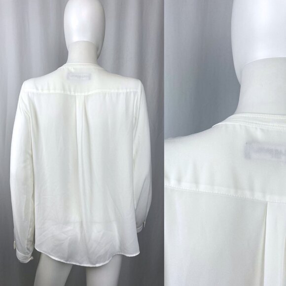 Karl Lagerfeld retro ruffle ivory white long sleeve blouse top medium - Picture 3 of 6